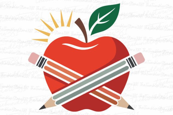Apple and Pencil Svg Teacher Svg