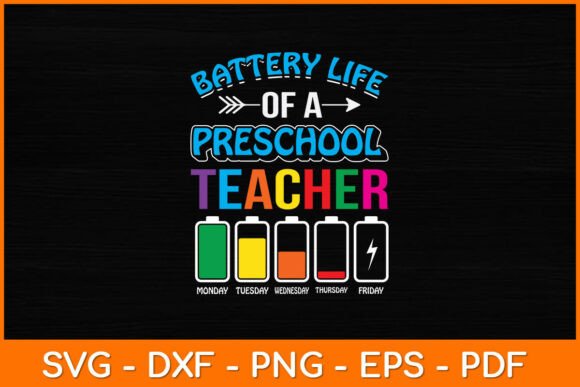 Battery Life of a Preschool Teacher Svg