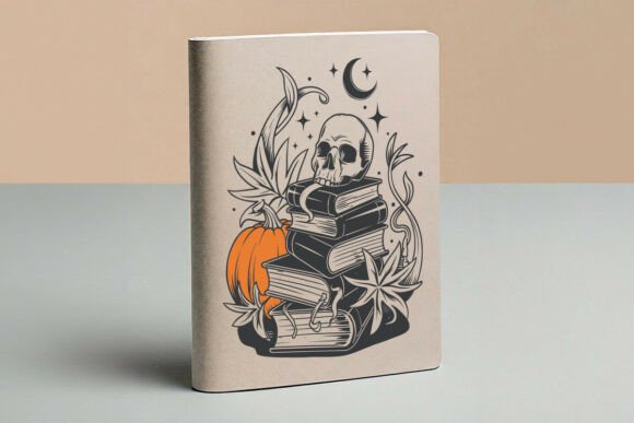 Halloween Book Lover SVG, Skull Pumpkin Graphics