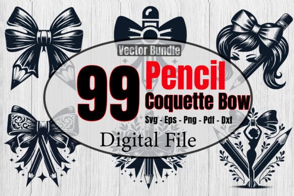 Pencil Coquette Bow Svg Bundle,Teacher