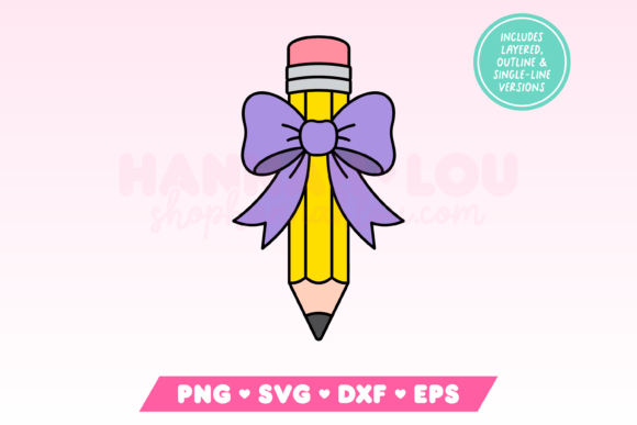Teacher Pencil SVG with Coquette Bow